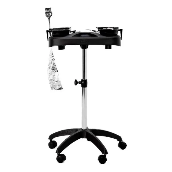 Carrinho Auxiliar para Tintura Cabelo Coloração Connect Color Preto c/ Rodinhas 