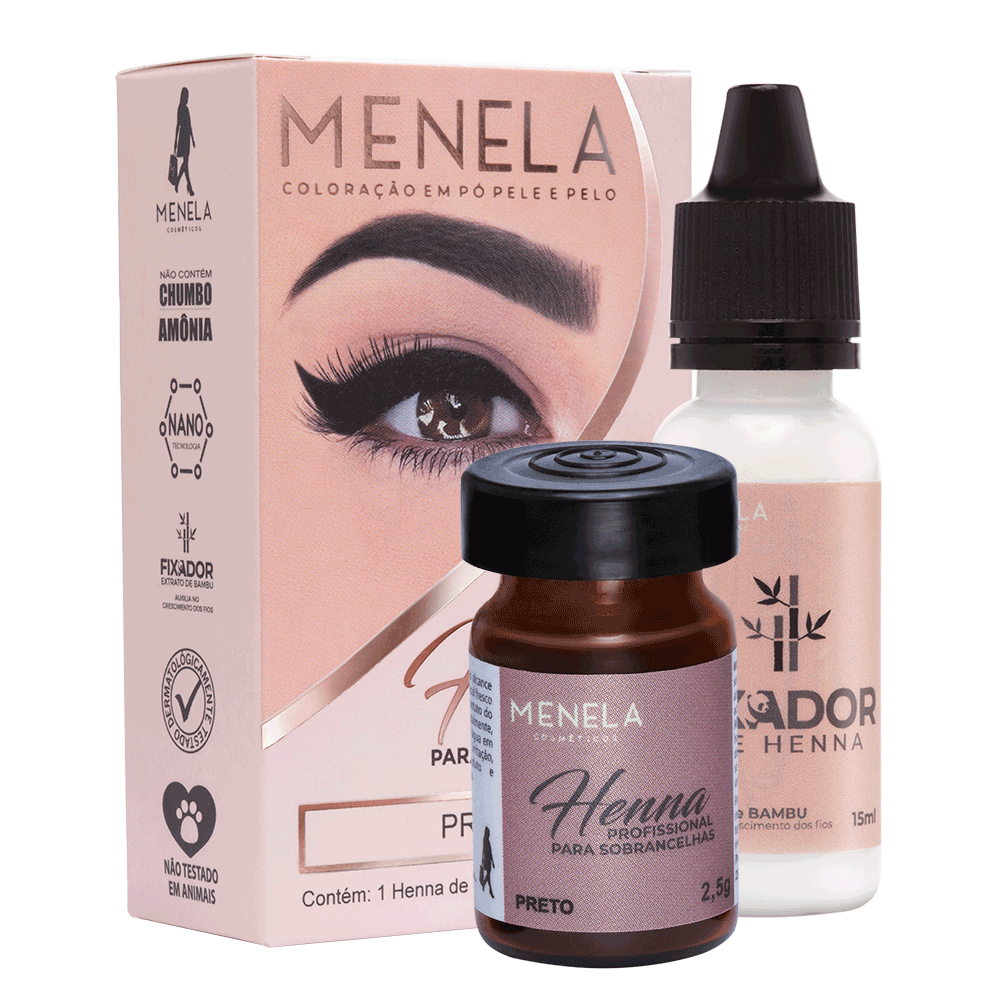 Menela Henna Profissional para Sobrancelhas - Preto