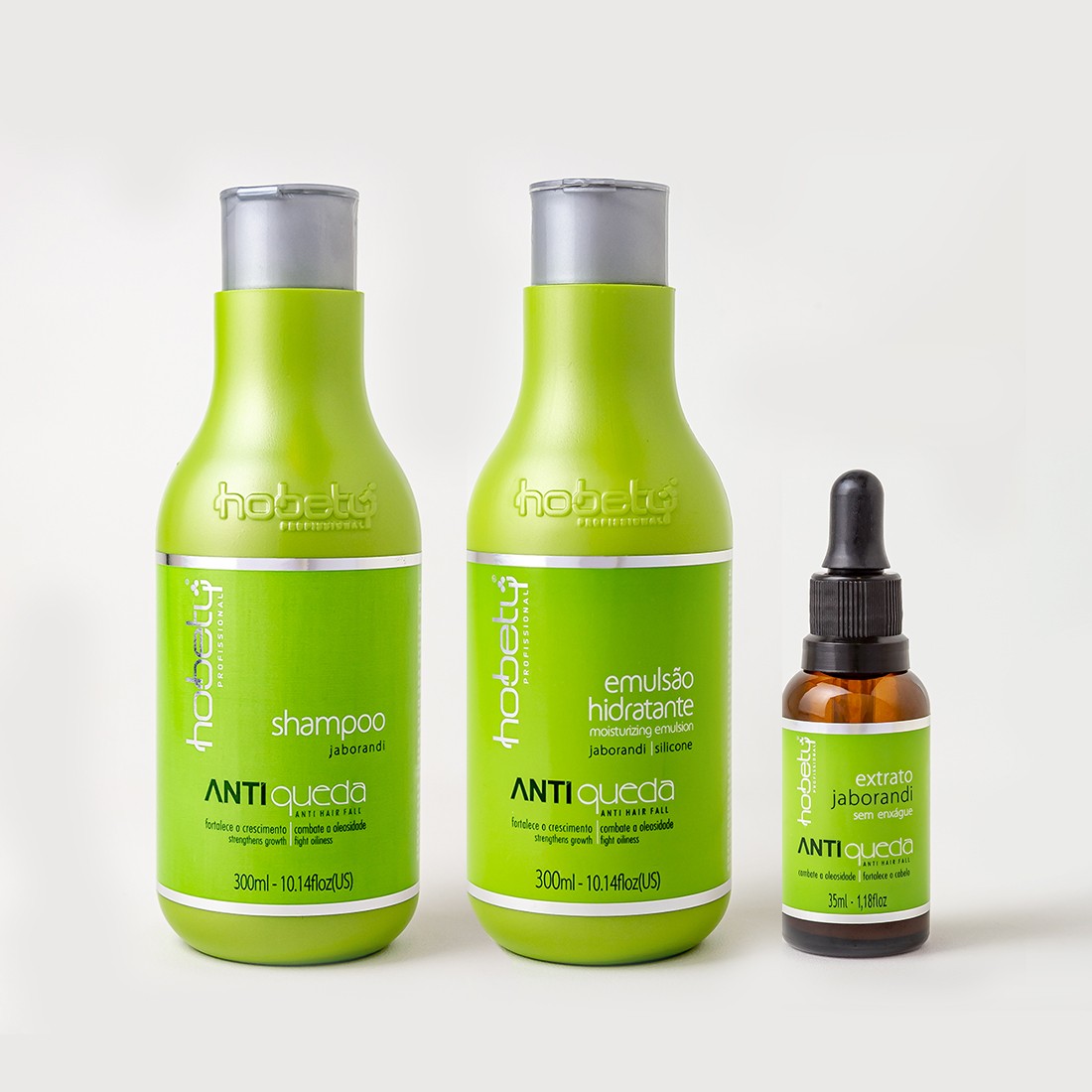 Kit Anti Queda Hobbety Profissional - Shampoo, Emulsão e Extrato de Jaborandi