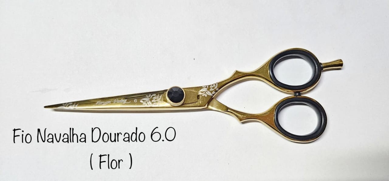 Tesoura Profissional Fio Navalha Dourado 6.0 (Flor)