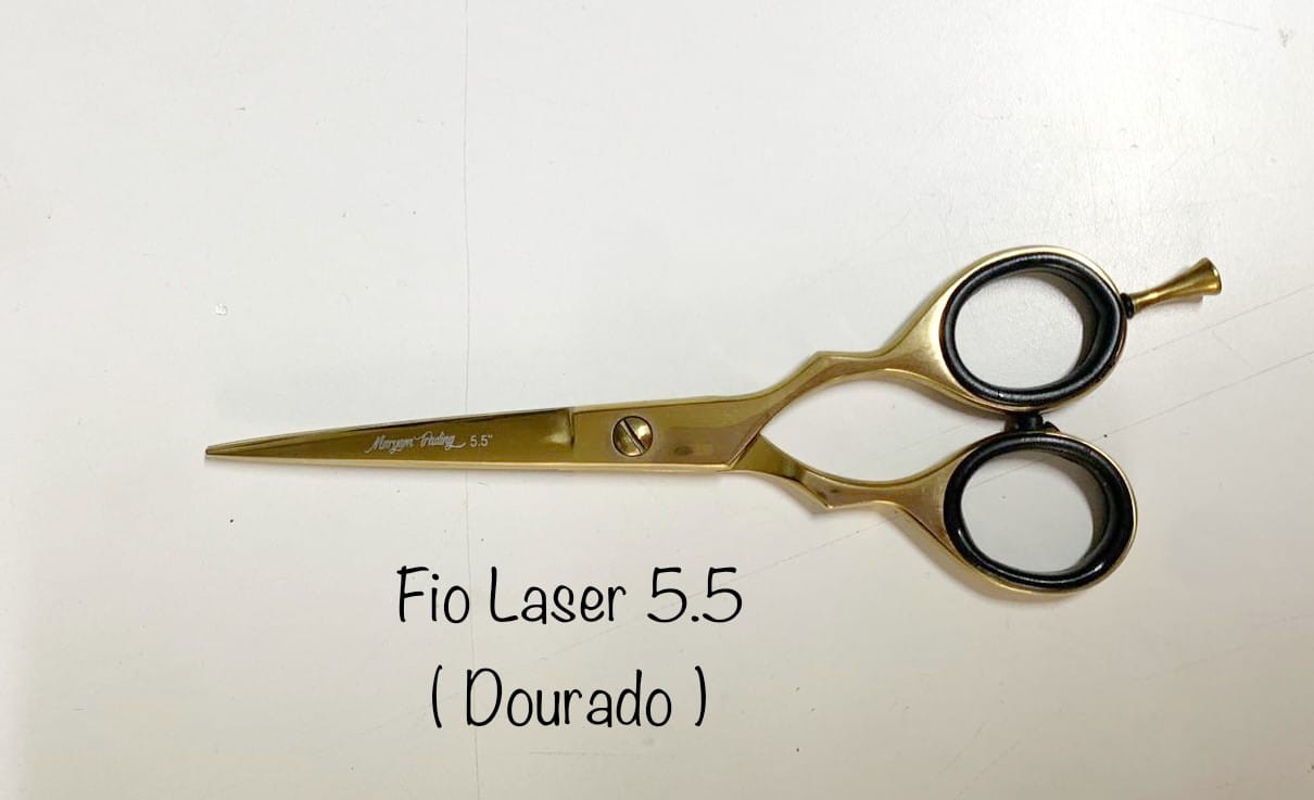 Tesoura Profissional Fio Laser 5.5" Dourada