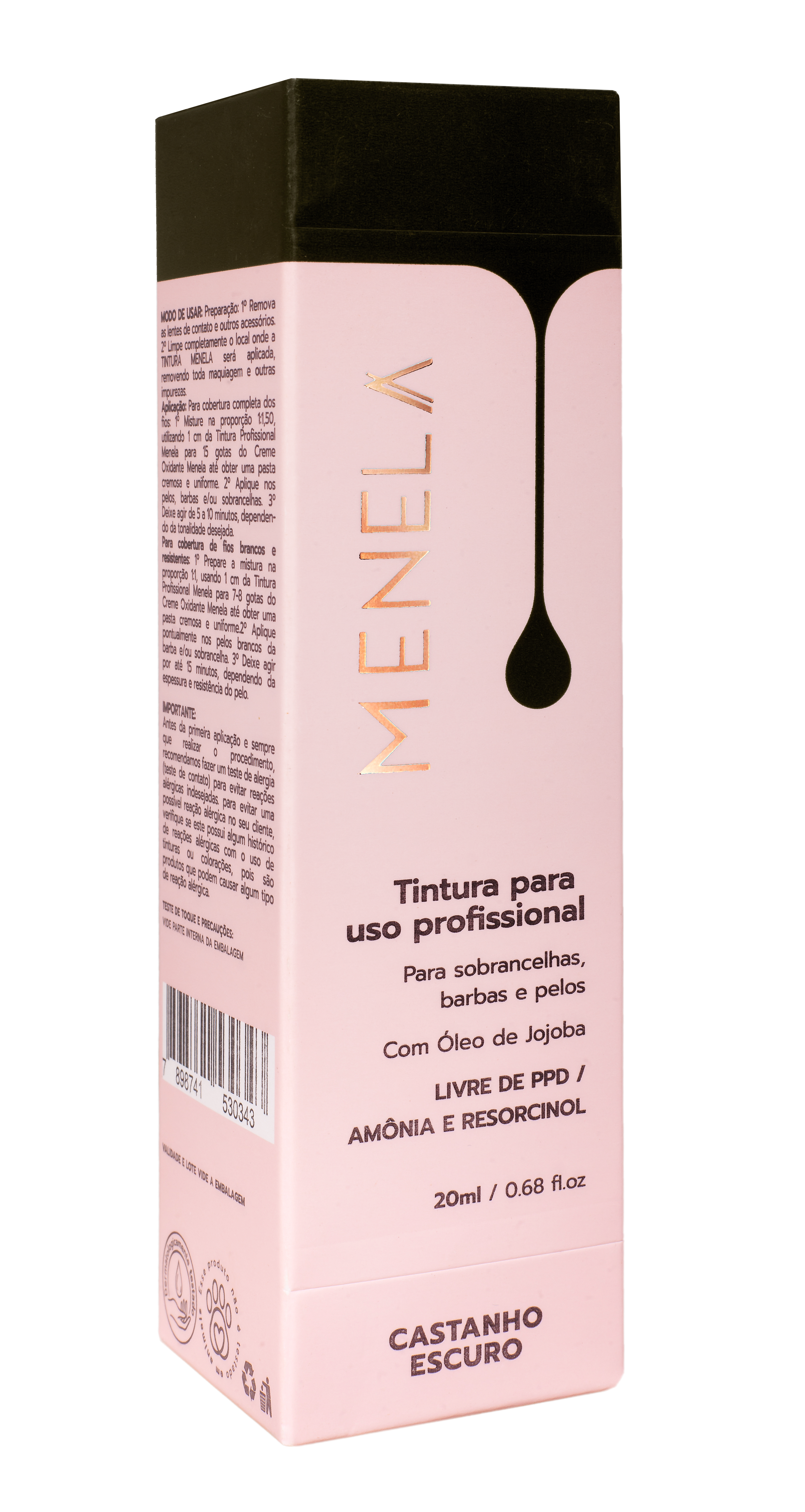 Tintura Profissional para Sobrancelhas e Barbas Castanho Escuro - 20ml