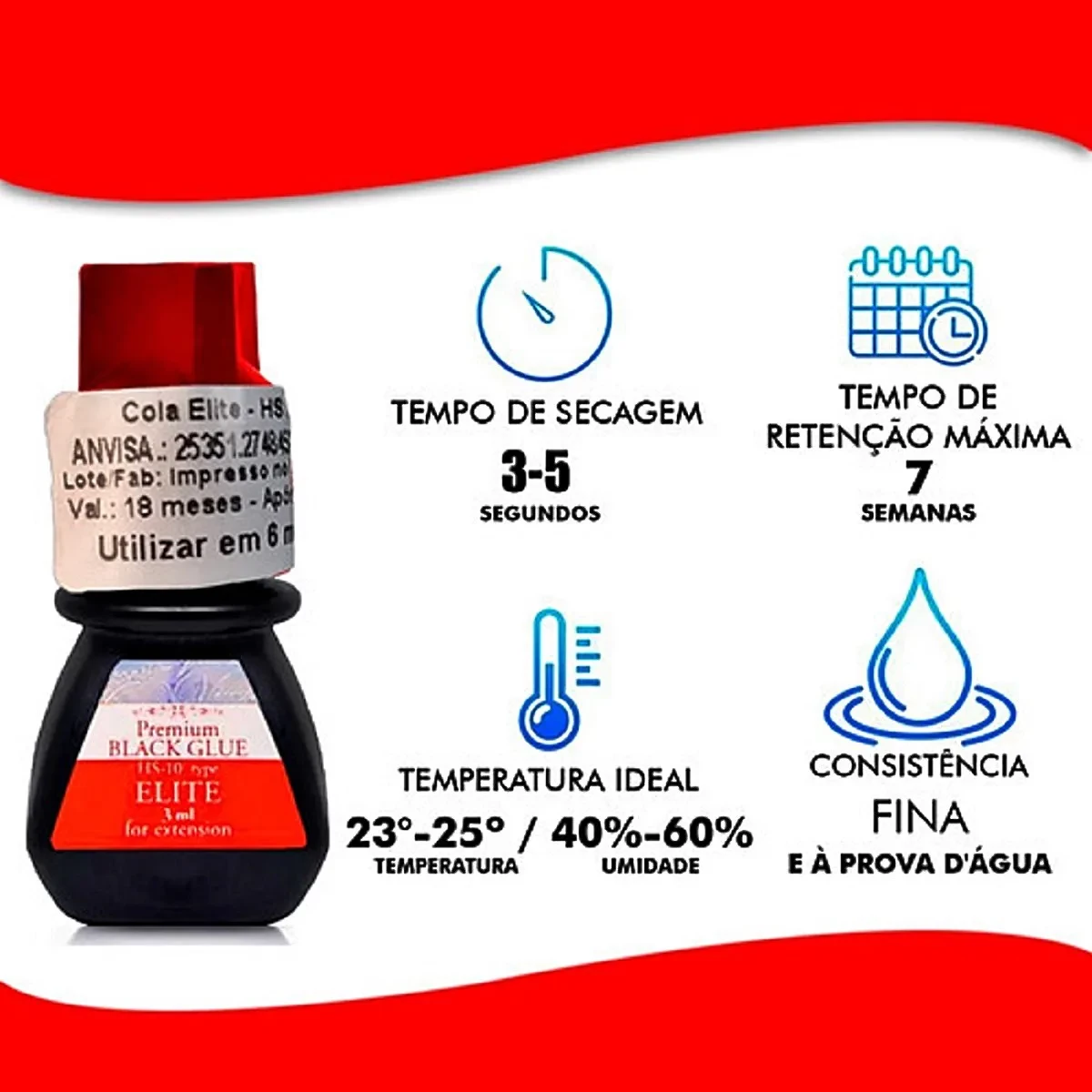 Cola Premium Elite Glue para Extens&atilde;o de C&iacute;lios HS-10 5g