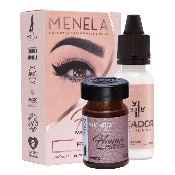 Menela Henna Profissional para Sobrancelhas - Preto