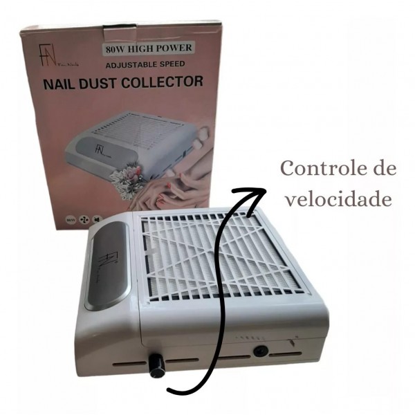 Coletor de Pó para Unhas 80W com Controle de Velocidade