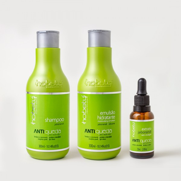Kit Anti Queda Hobbety Profissional - Shampoo, Emulsão e Extrato de Jaborandi