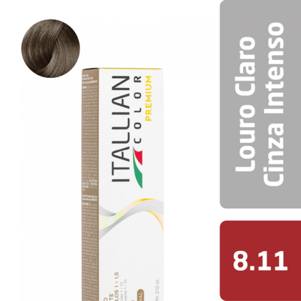 Tintura Itallian Color Premium 8.11 Louro Claro Cinza Intenso