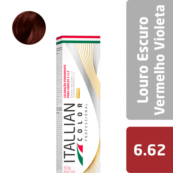 Tintura de Cabelo Itallian Color Louro Escuro Vermelho Violeta 6.62