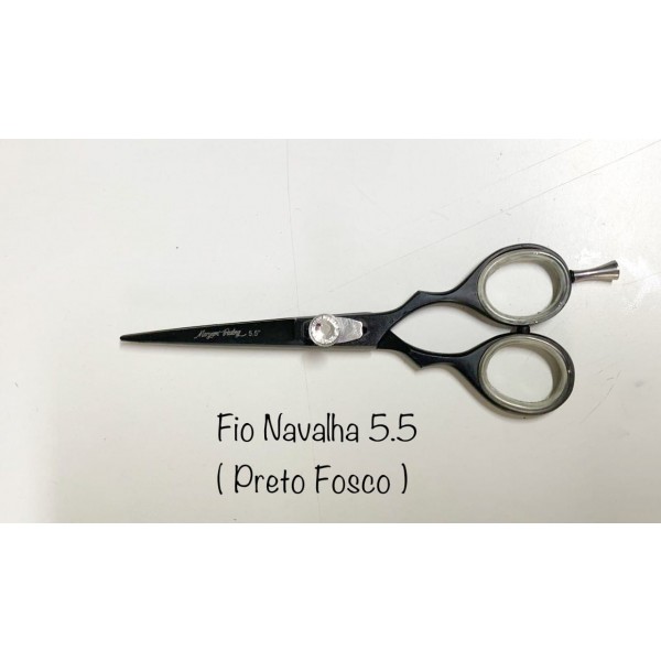 Tesoura Profissional Fio Navalha 5.5" (Preto Fosco)