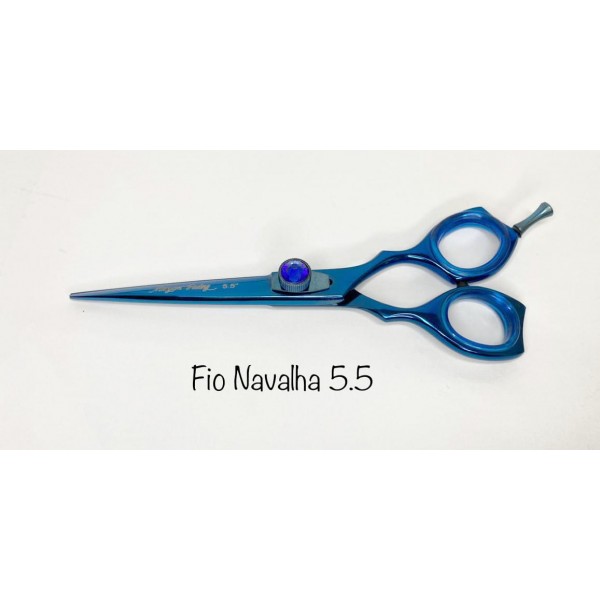 Tesoura Profissional Fio Navalha 5.5 AZUL