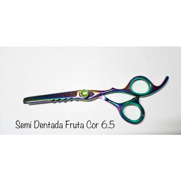 Tesoura Semi Dentada Fruta Cor 6.5