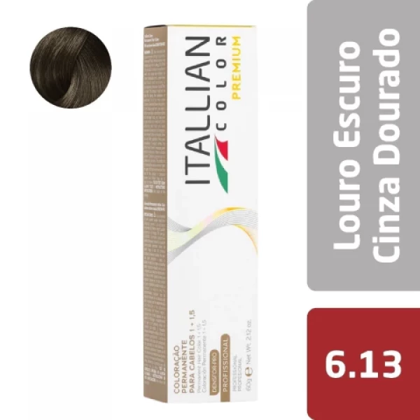 Tintura Itallian Color Premium Louro Escuro Cinza Dourado 6.13
