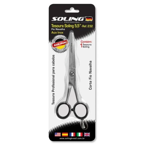 Tesoura Soling 5,5" Fio Navalha Aço Inox