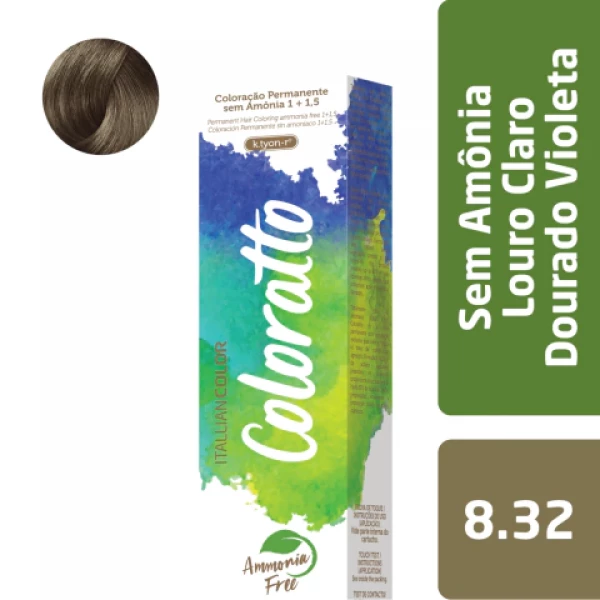 Coloração Sem Amônia Louro Claro Dourado Violeta 8.32 -Colorato