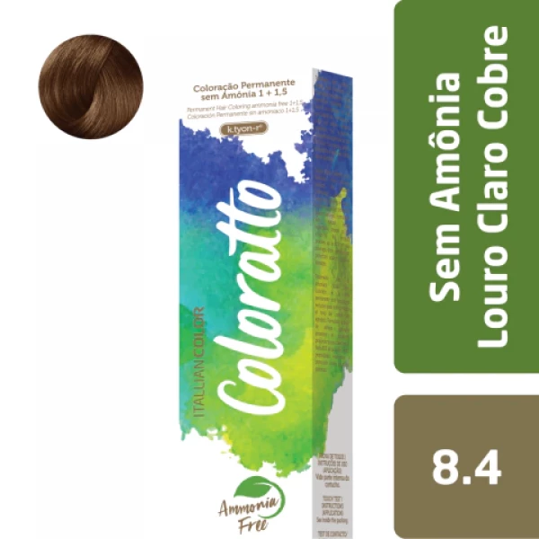 Coloração Sem Amônia Louro Claro Cobre 8.4- Colorato