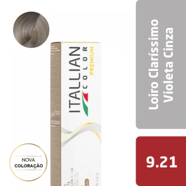 Tintura Itallian Color Premium 9.21 Louro Claríssimo Violeta Cinza