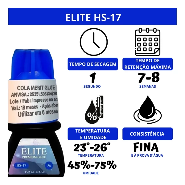 Cola Premium Elite Glue  para Extensão de Cílios HS-17 3g