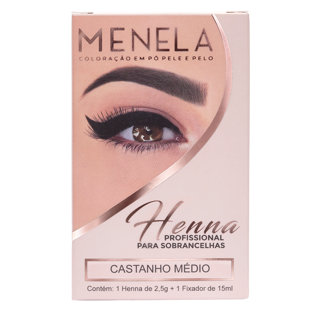 Henna Profissional para Sobrancelhas Menela - Castanho Médio