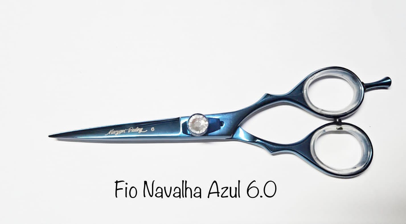 Tesoura Profissional Fio Navalha Azul 6.0