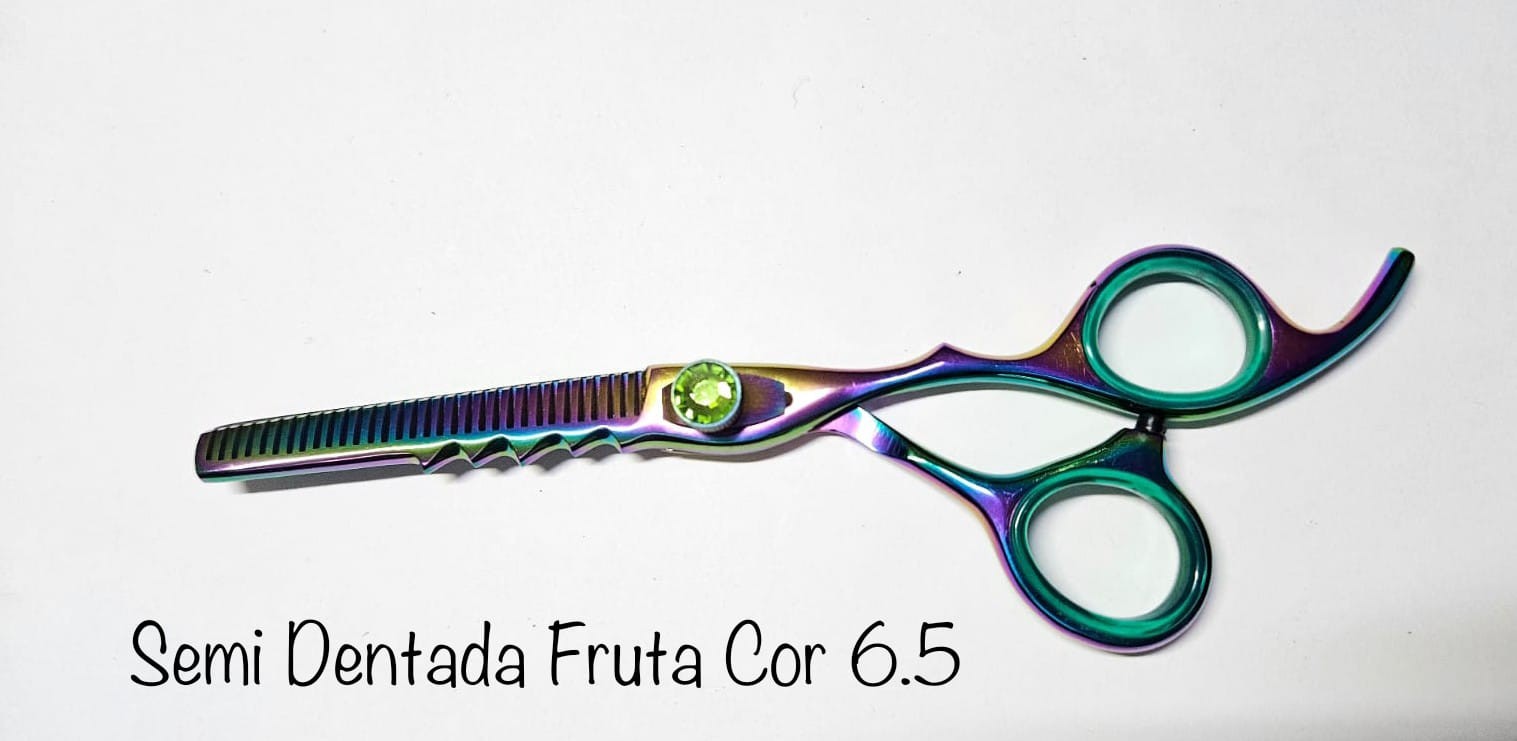 Tesoura Semi Dentada Fruta Cor 6.5