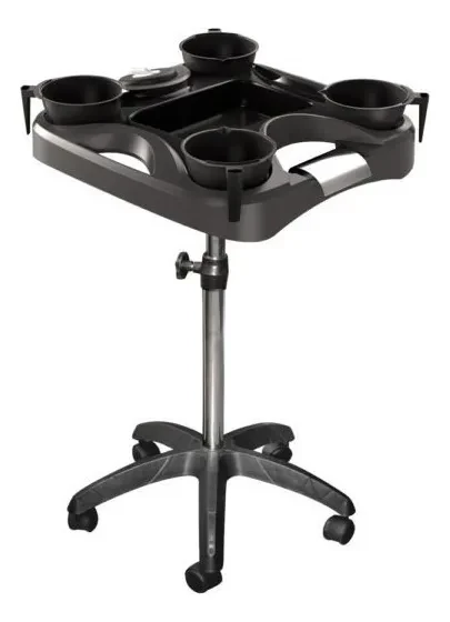 Carrinho Auxiliar para Tintura Cabelo Coloração Connect Color Preto c/ Rodinhas 
